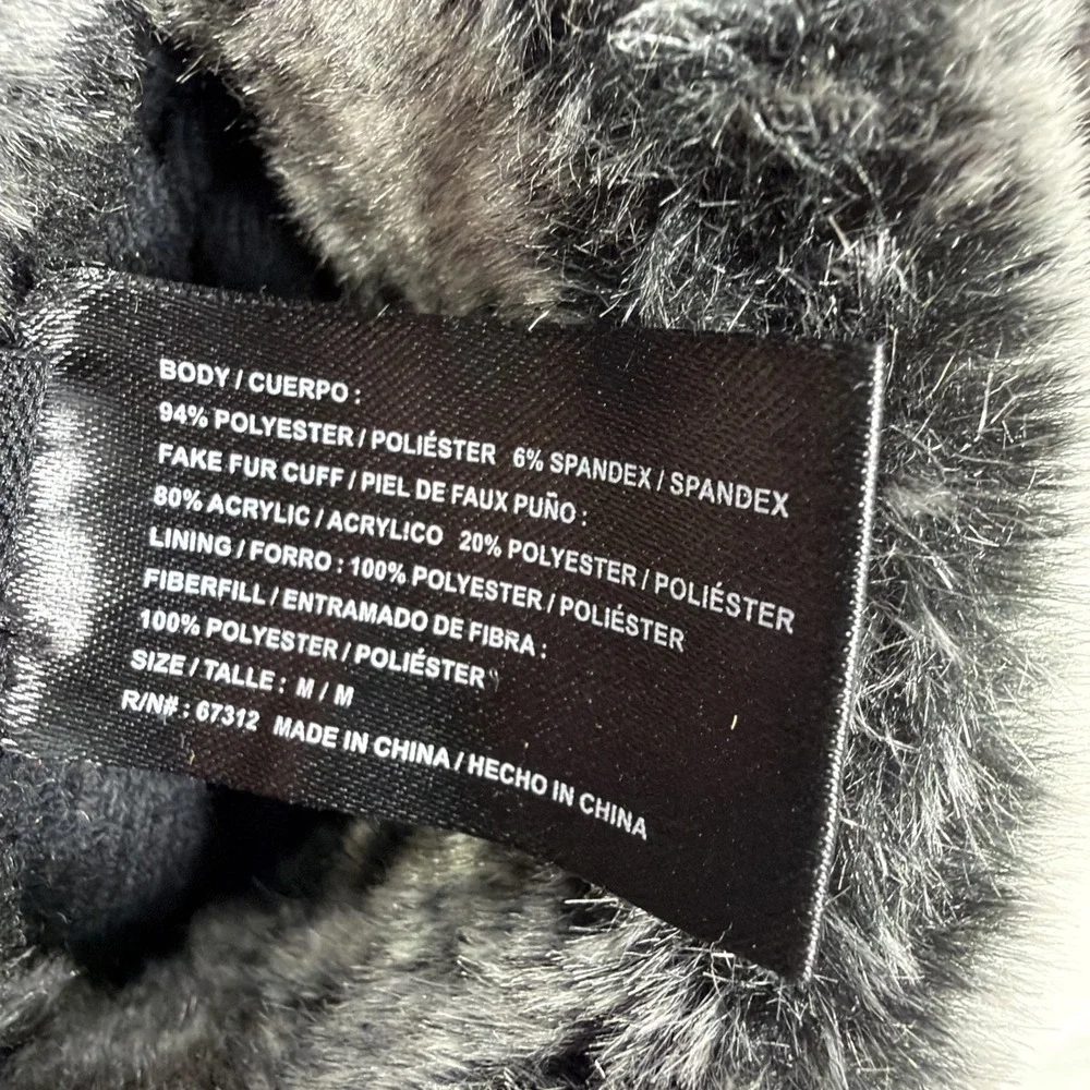 HEAD Women's Sensatec Digital ThermalFUR Winter Gloves Black Faux Fur Size M